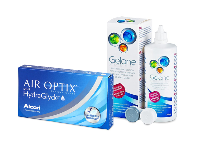 Air Optix plus HydraGlyde (3 lentilles) + Gelone 360 ml