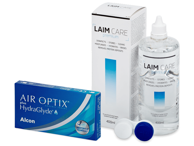 Air Optix plus HydraGlyde (3 lentilles) + Laim-Care 400 ml