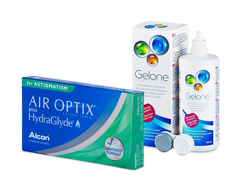 Air Optix plus HydraGlyde for Astigmatism (6 lentilles) + Gelone 360 ml