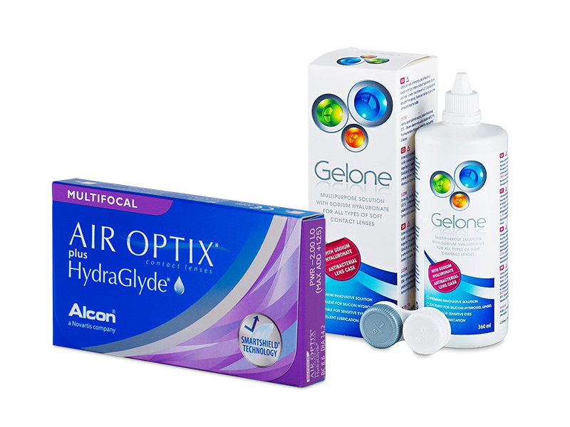 Air Optix plus HydraGlyde Multifocal (3 lentilles) + Gelone 360 ml