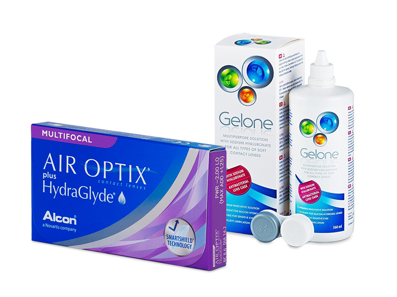 Air Optix plus HydraGlyde Multifocal (6 lentilles) + Gelone 360 ml