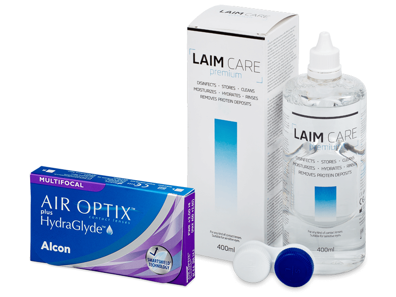 Air Optix plus HydraGlyde Multifocal (6 lentilles) + Laim-Care 400 ml