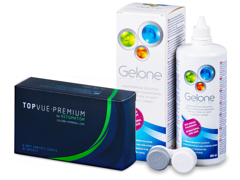 TopVue Premium for Astigmatism (6 lentilles) + solution Gelone 360 ml