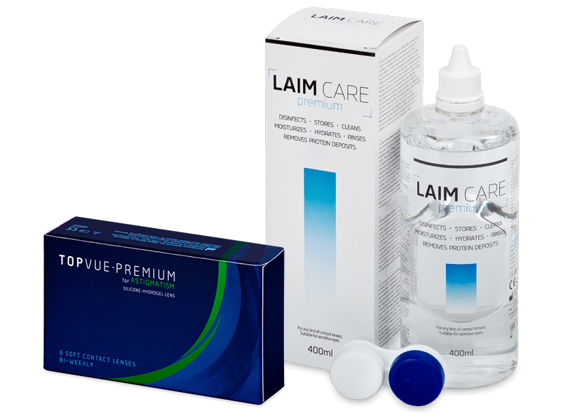 TopVue Premium for Astigmatism (6 lentilles) + solution Laim-Care 400 ml