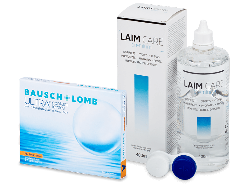Bausch + Lomb ULTRA for Astigmatism (3 lentilles) + Laim-Care 400 ml